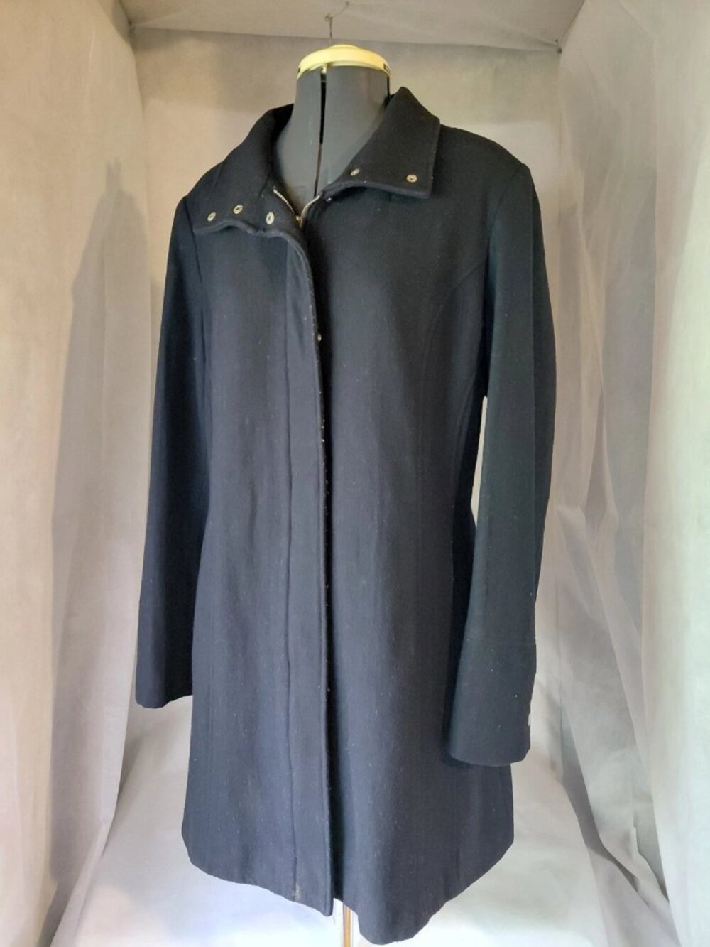 APT 9 Black Wool Pea Coat L